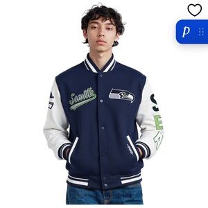 Seattle Seahawks Varsity Jacket - Navy and White WORN 2 hours.